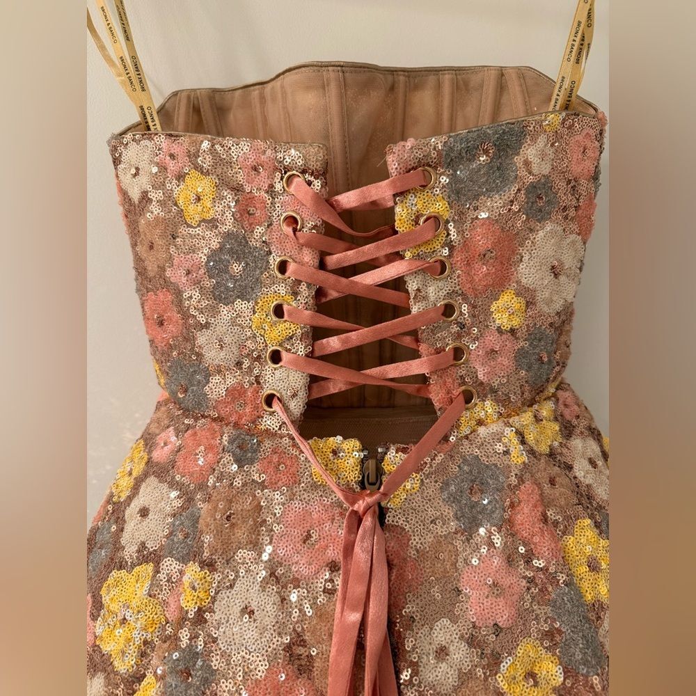 NWOT BRONX AND BANCO Maraya Strapless Floral Sequin Fit & Flare Mini Dress - Picture 14 of 16
